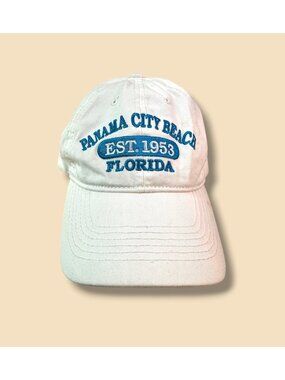 Panama City Beach Florida Embroidered Cap Alvins Island Adjustable White